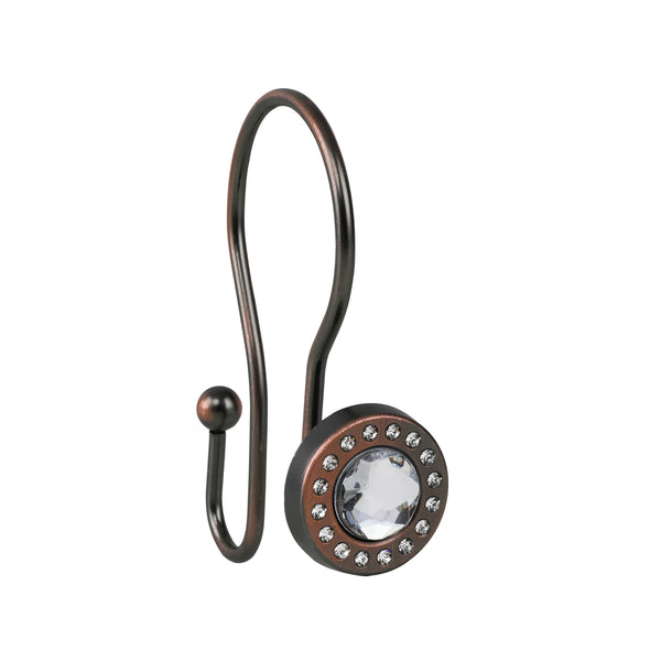 Loft97 HK21XX Shower Hooks - Double Shower Curtain Rings for Bathroom - Rust Resistant Shower Curtain Hooks for Shower Curtain or Liner - Shower Curtain Rings with Crystal Design - Set of 12