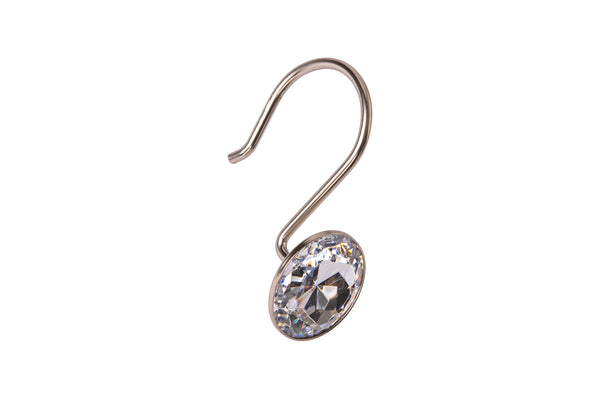 Loft97 HK23XX Shower Hooks - Shower Curtain Rings for Bathroom - Rust Resistant Shower Curtain Hooks for Shower Curtain or Liner - Shower Curtain Rings with Crystal Design - Set of 12
