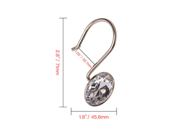 Loft97 HK23XX Shower Hooks - Shower Curtain Rings for Bathroom - Rust Resistant Shower Curtain Hooks for Shower Curtain or Liner - Shower Curtain Rings with Crystal Design - Set of 12