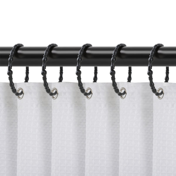 Loft97 HK24XX Shower Hooks - Shower Curtain Rings for Bathroom - Rust Proof Shower Curtain Hooks for Shower Curtain or Liner - Set of 12