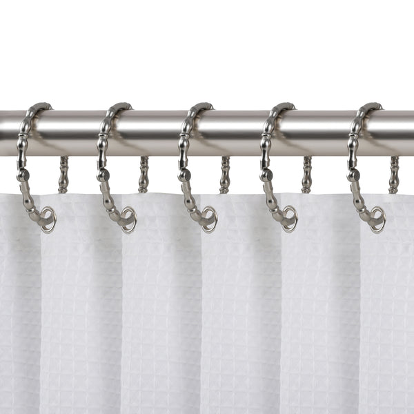 Loft97 HK24XX Shower Hooks - Shower Curtain Rings for Bathroom - Rust Proof Shower Curtain Hooks for Shower Curtain or Liner - Set of 12