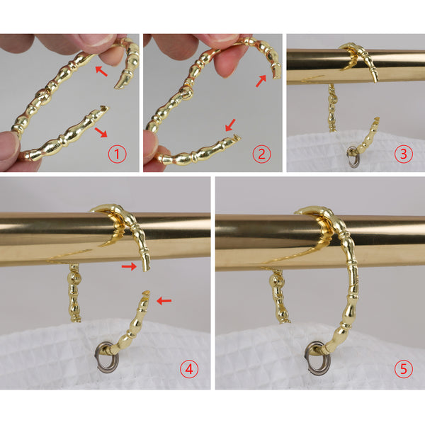Loft97 HK24XX Shower Hooks - Shower Curtain Rings for Bathroom - Rust Proof Shower Curtain Hooks for Shower Curtain or Liner - Set of 12