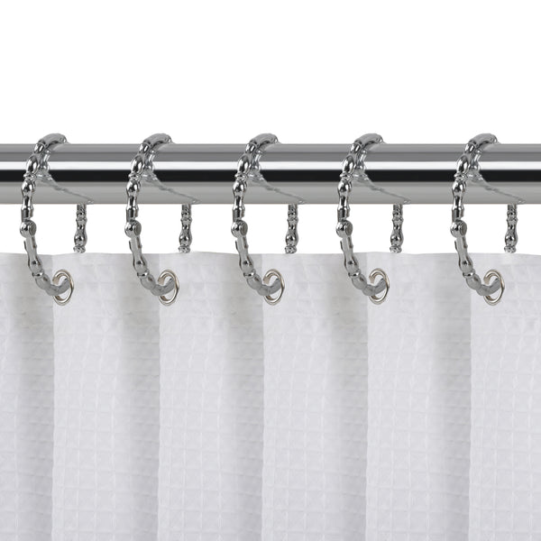 Loft97 HK24XX Shower Hooks - Shower Curtain Rings for Bathroom - Rust Proof Shower Curtain Hooks for Shower Curtain or Liner - Set of 12