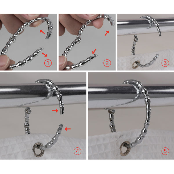 Loft97 HK24XX Shower Hooks - Shower Curtain Rings for Bathroom - Rust Proof Shower Curtain Hooks for Shower Curtain or Liner - Set of 12
