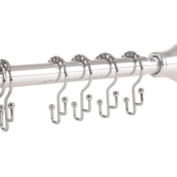 Loft97 HK3SS Shower Hooks - Double Shower Curtain Rings for Bathroom - Rust Resistant Shower Curtain Hooks for Shower Curtain or Liner -  Double Roller Shower Curtain Hooks - Set of 12, Polished Chrome