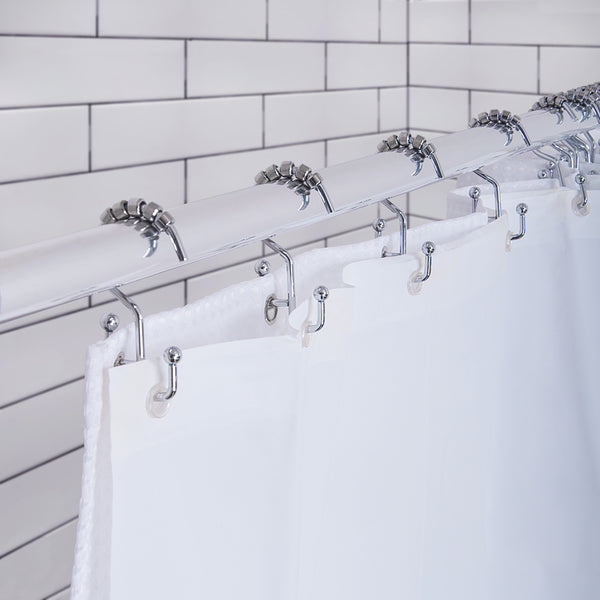 Loft97 HK3SS Shower Hooks - Double Shower Curtain Rings for Bathroom - Rust Resistant Shower Curtain Hooks for Shower Curtain or Liner -  Double Roller Shower Curtain Hooks - Set of 12, Polished Chrome