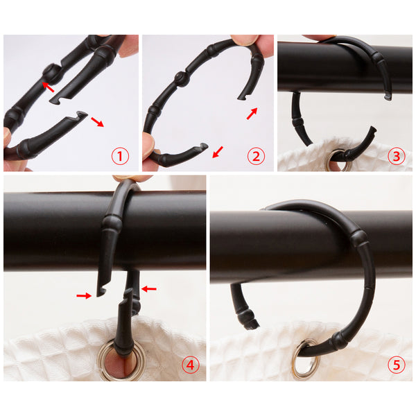 Loft97 HK4XX Shower Hooks - Shower Curtain Rings for Bathroom - Rust Proof Shower Curtain Hooks for Shower Curtain or Liner - Set of 12