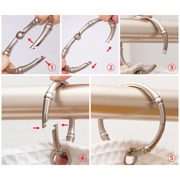 Loft97 HK4XX Shower Hooks - Shower Curtain Rings for Bathroom - Rust Proof Shower Curtain Hooks for Shower Curtain or Liner - Set of 12