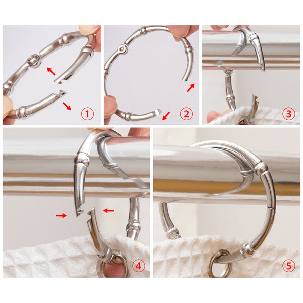 Loft97 HK4XX Shower Hooks - Shower Curtain Rings for Bathroom - Rust Proof Shower Curtain Hooks for Shower Curtain or Liner - Set of 12