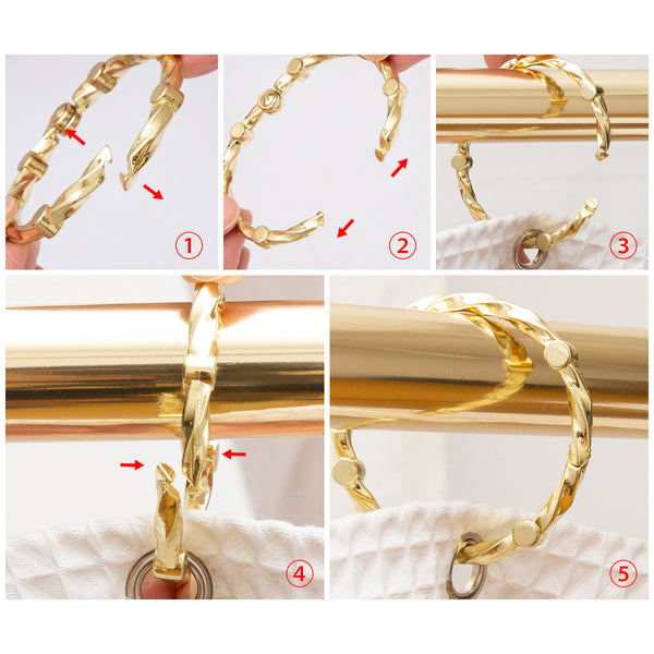 Loft97 HK5XX Shower Hooks - Shower Curtain Rings for Bathroom - Rust Proof Shower Curtain Hooks for Shower Curtain or Liner - Set of 12