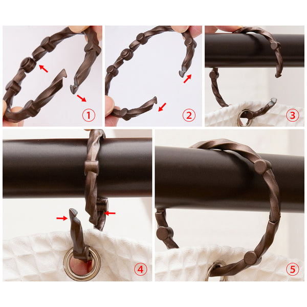 Loft97 HK5XX Shower Hooks - Shower Curtain Rings for Bathroom - Rust Proof Shower Curtain Hooks for Shower Curtain or Liner - Set of 12