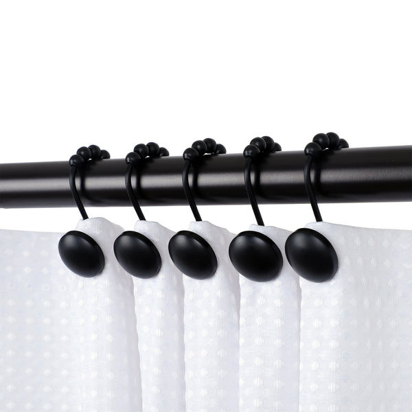 Loft97 HK6XX Shower Hooks - Shower Curtain Rings for Bathroom - Rust Resistant Roller Shower Curtain Hooks for Shower Curtain or Liner - Set of 12