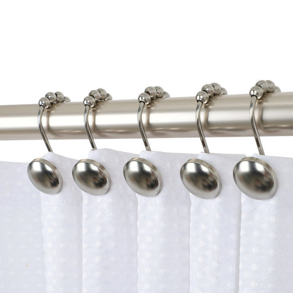 Loft97 HK6XX Shower Hooks - Shower Curtain Rings for Bathroom - Rust Resistant Roller Shower Curtain Hooks for Shower Curtain or Liner - Set of 12