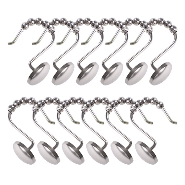 Loft97 HK6XX Shower Hooks - Shower Curtain Rings for Bathroom - Rust Resistant Roller Shower Curtain Hooks for Shower Curtain or Liner - Set of 12