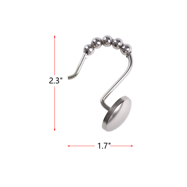 Loft97 HK6XX Shower Hooks - Shower Curtain Rings for Bathroom - Rust Resistant Roller Shower Curtain Hooks for Shower Curtain or Liner - Set of 12