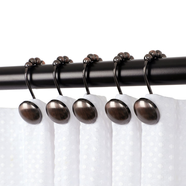 Loft97 HK6XX Shower Hooks - Shower Curtain Rings for Bathroom - Rust Resistant Roller Shower Curtain Hooks for Shower Curtain or Liner - Set of 12