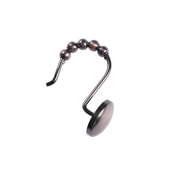 Loft97 HK6XX Shower Hooks - Shower Curtain Rings for Bathroom - Rust Resistant Roller Shower Curtain Hooks for Shower Curtain or Liner - Set of 12