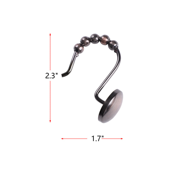 Loft97 HK6XX Shower Hooks - Shower Curtain Rings for Bathroom - Rust Resistant Roller Shower Curtain Hooks for Shower Curtain or Liner - Set of 12