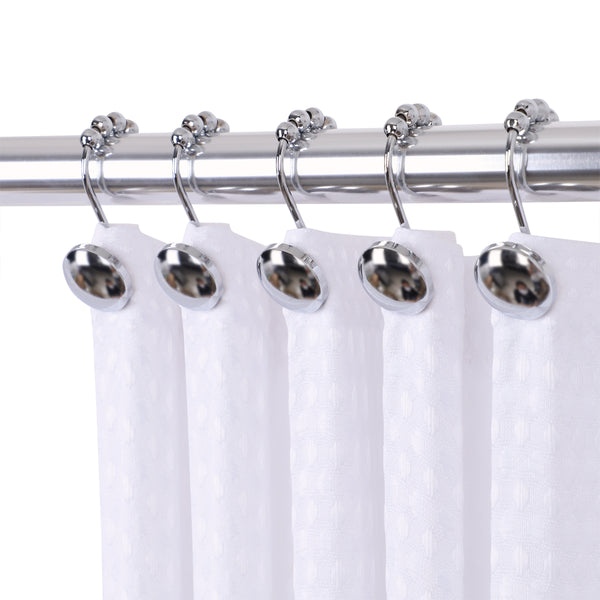 Loft97 HK6XX Shower Hooks - Shower Curtain Rings for Bathroom - Rust Resistant Roller Shower Curtain Hooks for Shower Curtain or Liner - Set of 12