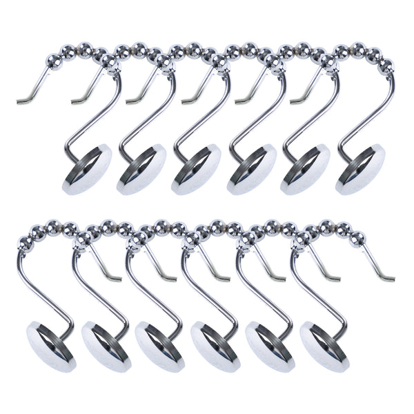 Loft97 HK6XX Shower Hooks - Shower Curtain Rings for Bathroom - Rust Resistant Roller Shower Curtain Hooks for Shower Curtain or Liner - Set of 12