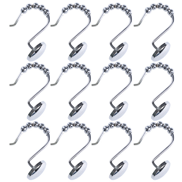 Loft97 HK6XX Shower Hooks - Shower Curtain Rings for Bathroom - Rust Resistant Roller Shower Curtain Hooks for Shower Curtain or Liner - Set of 12