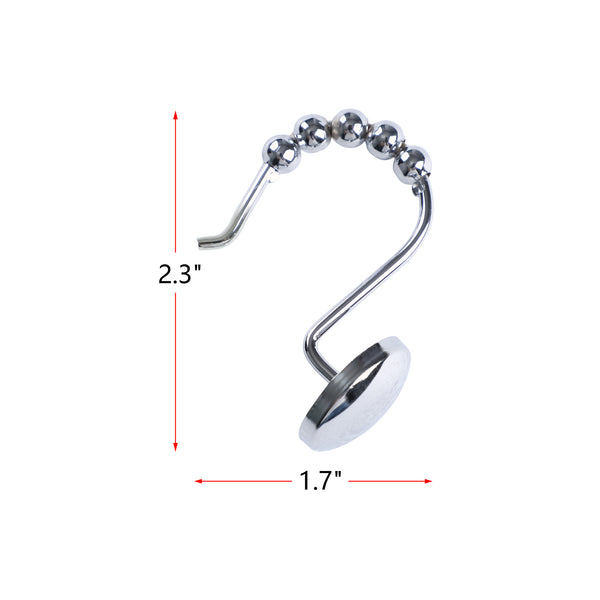 Loft97 HK6XX Shower Hooks - Shower Curtain Rings for Bathroom - Rust Resistant Roller Shower Curtain Hooks for Shower Curtain or Liner - Set of 12