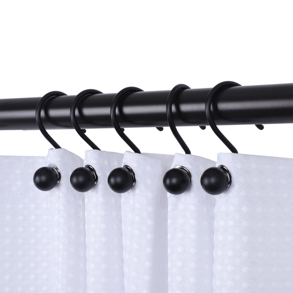 Loft97 HK7XX  Shower Hooks - Shower Curtain Rings for Bathroom - Rust Proof Shower Curtain Hooks for Shower Curtain or Liner - Set of 12 - Chrome/Brushed Nickel/ORB/Black/Gold
