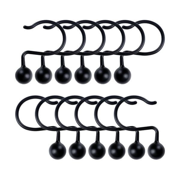 Loft97 HK7XX  Shower Hooks - Shower Curtain Rings for Bathroom - Rust Proof Shower Curtain Hooks for Shower Curtain or Liner - Set of 12 - Chrome/Brushed Nickel/ORB/Black/Gold