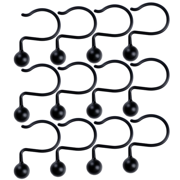 Loft97 HK7XX  Shower Hooks - Shower Curtain Rings for Bathroom - Rust Proof Shower Curtain Hooks for Shower Curtain or Liner - Set of 12 - Chrome/Brushed Nickel/ORB/Black/Gold