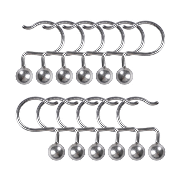 Loft97 HK7XX  Shower Hooks - Shower Curtain Rings for Bathroom - Rust Proof Shower Curtain Hooks for Shower Curtain or Liner - Set of 12 - Chrome/Brushed Nickel/ORB/Black/Gold