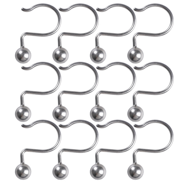 Loft97 HK7XX  Shower Hooks - Shower Curtain Rings for Bathroom - Rust Proof Shower Curtain Hooks for Shower Curtain or Liner - Set of 12 - Chrome/Brushed Nickel/ORB/Black/Gold