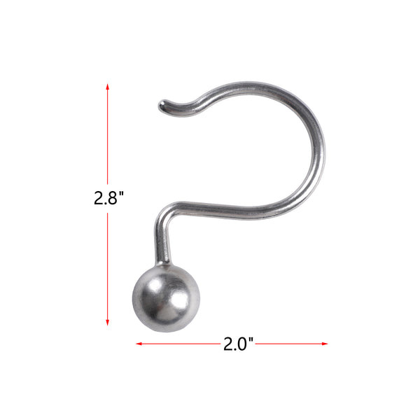 Loft97 HK7XX  Shower Hooks - Shower Curtain Rings for Bathroom - Rust Proof Shower Curtain Hooks for Shower Curtain or Liner - Set of 12 - Chrome/Brushed Nickel/ORB/Black/Gold