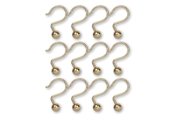 Loft97 HK7XX  Shower Hooks - Shower Curtain Rings for Bathroom - Rust Proof Shower Curtain Hooks for Shower Curtain or Liner - Set of 12 - Chrome/Brushed Nickel/ORB/Black/Gold
