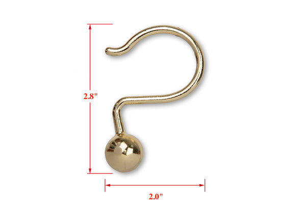 Loft97 HK7XX  Shower Hooks - Shower Curtain Rings for Bathroom - Rust Proof Shower Curtain Hooks for Shower Curtain or Liner - Set of 12 - Chrome/Brushed Nickel/ORB/Black/Gold