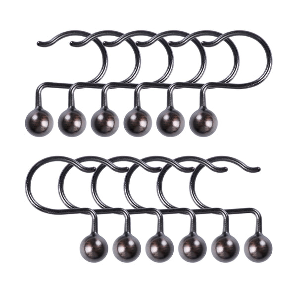 Loft97 HK7XX  Shower Hooks - Shower Curtain Rings for Bathroom - Rust Proof Shower Curtain Hooks for Shower Curtain or Liner - Set of 12 - Chrome/Brushed Nickel/ORB/Black/Gold