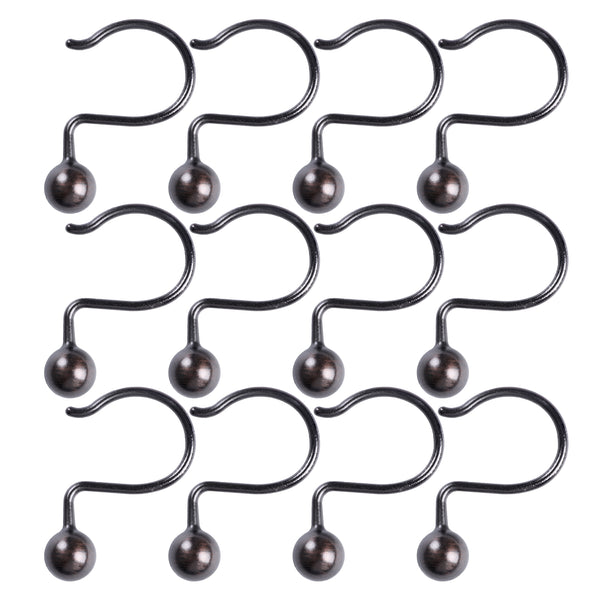 Loft97 HK7XX  Shower Hooks - Shower Curtain Rings for Bathroom - Rust Proof Shower Curtain Hooks for Shower Curtain or Liner - Set of 12 - Chrome/Brushed Nickel/ORB/Black/Gold