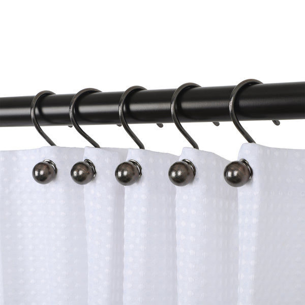 Loft97 HK7XX  Shower Hooks - Shower Curtain Rings for Bathroom - Rust Proof Shower Curtain Hooks for Shower Curtain or Liner - Set of 12 - Chrome/Brushed Nickel/ORB/Black/Gold