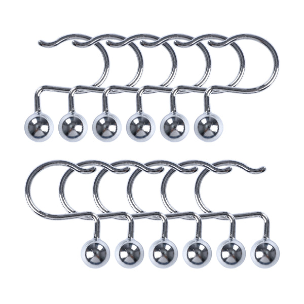Loft97 HK7XX  Shower Hooks - Shower Curtain Rings for Bathroom - Rust Proof Shower Curtain Hooks for Shower Curtain or Liner - Set of 12 - Chrome/Brushed Nickel/ORB/Black/Gold