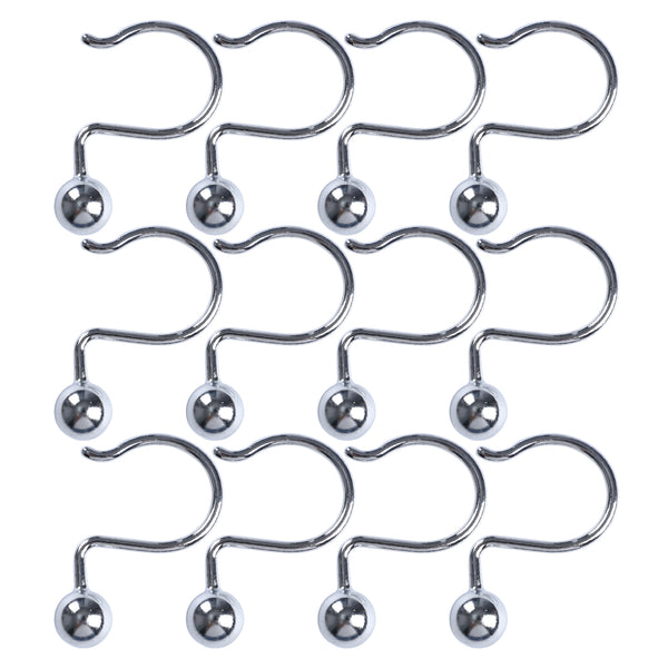 Loft97 HK7XX  Shower Hooks - Shower Curtain Rings for Bathroom - Rust Proof Shower Curtain Hooks for Shower Curtain or Liner - Set of 12 - Chrome/Brushed Nickel/ORB/Black/Gold