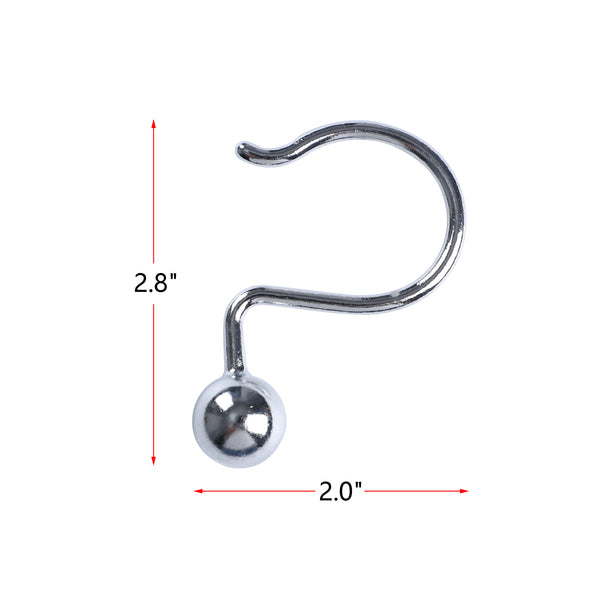 Loft97 HK7XX  Shower Hooks - Shower Curtain Rings for Bathroom - Rust Proof Shower Curtain Hooks for Shower Curtain or Liner - Set of 12 - Chrome/Brushed Nickel/ORB/Black/Gold
