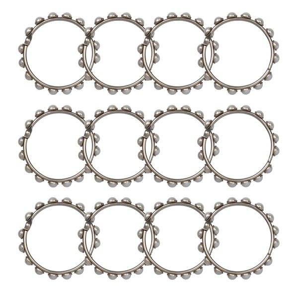 Loft97 HK8BN Shower Curtain Rings - Metal Circle Clips For Shower Curtains, Bathroom Drapes Or Liner, Rust Resistant Shower Curtain Rings For Bathroom Curtain Rod Or Shower Pole - Set Of 12, Brushed Nickel