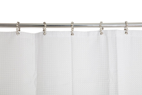 Loft97 HK8BN Shower Curtain Rings - Metal Circle Clips For Shower Curtains, Bathroom Drapes Or Liner, Rust Resistant Shower Curtain Rings For Bathroom Curtain Rod Or Shower Pole - Set Of 12, Brushed Nickel