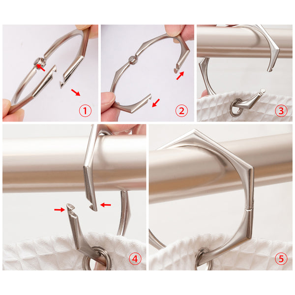 Loft97 HK9XX Shower Hooks - Shower Curtain Rings for Bathroom - Rust Proof Shower Curtain Hooks for Shower Curtain or Liner - Set of 12
