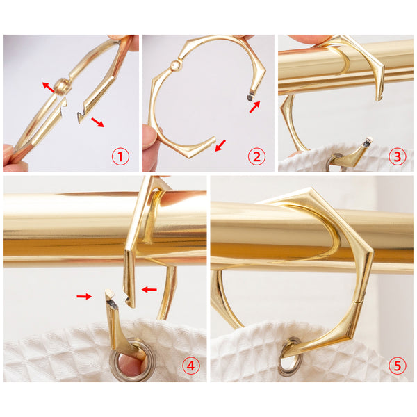 Loft97 HK9XX Shower Hooks - Shower Curtain Rings for Bathroom - Rust Proof Shower Curtain Hooks for Shower Curtain or Liner - Set of 12