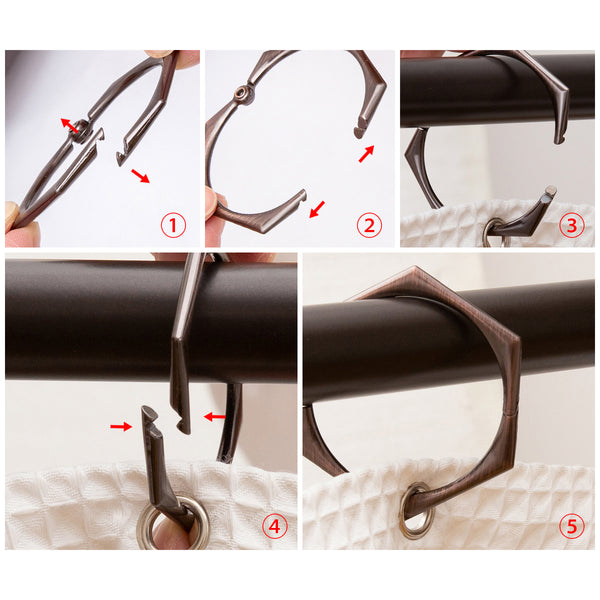 Loft97 HK9XX Shower Hooks - Shower Curtain Rings for Bathroom - Rust Proof Shower Curtain Hooks for Shower Curtain or Liner - Set of 12