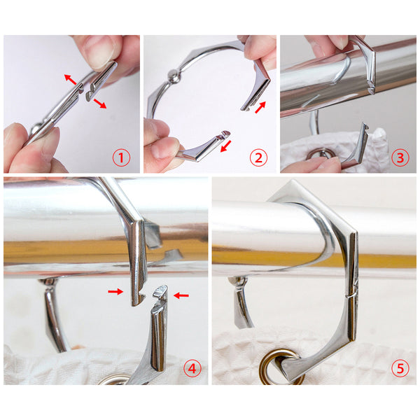 Loft97 HK9XX Shower Hooks - Shower Curtain Rings for Bathroom - Rust Proof Shower Curtain Hooks for Shower Curtain or Liner - Set of 12