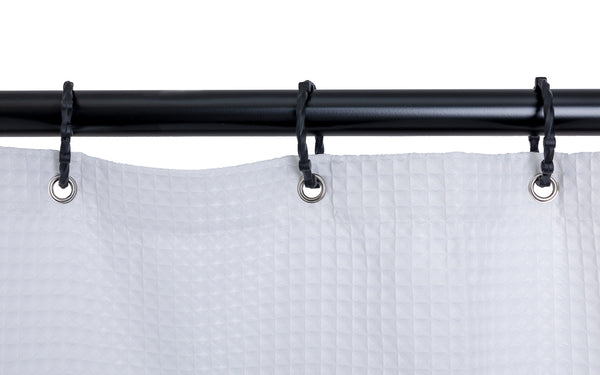 Loft97 HP10XX Rustproof Wall Mounted Aluminum Hoop Oval Shower Rod With Ceiling Support for Free Standing Clawfoot Tub, 54 Inch Extra Large Size by 26 Inch, with White Shower Curtain 180x70 inch