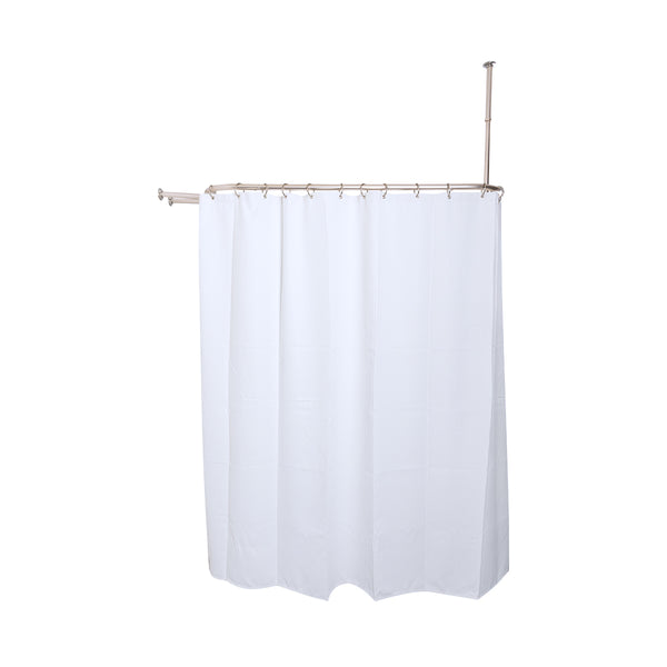 Loft97 HP10XX Rustproof Wall Mounted Aluminum Hoop Oval Shower Rod With Ceiling Support for Free Standing Clawfoot Tub, 54 Inch Extra Large Size by 26 Inch, with White Shower Curtain 180x70 inch