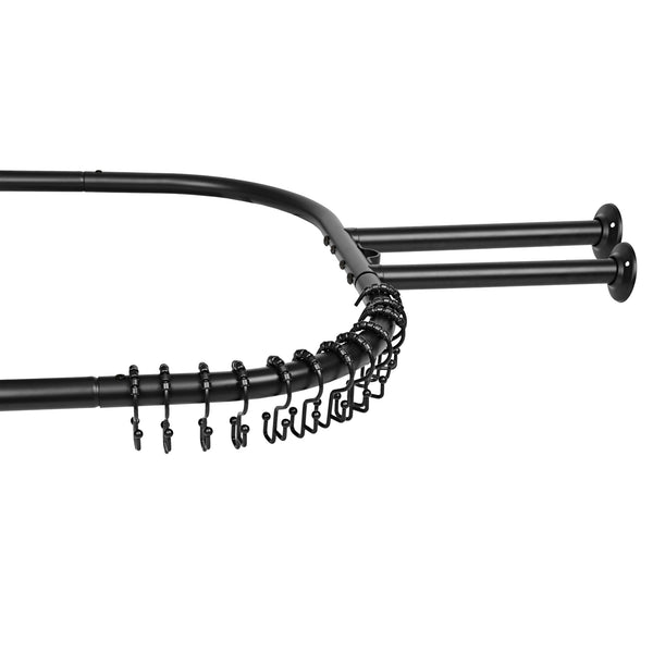 Loft97 HP1XX & HP2XX Rustproof Wall Mounted Aluminum Hoop Shower Rod With Ceiling Support for Clawfoot Tub, 54 Inch Extra Large Size by 26 Inch