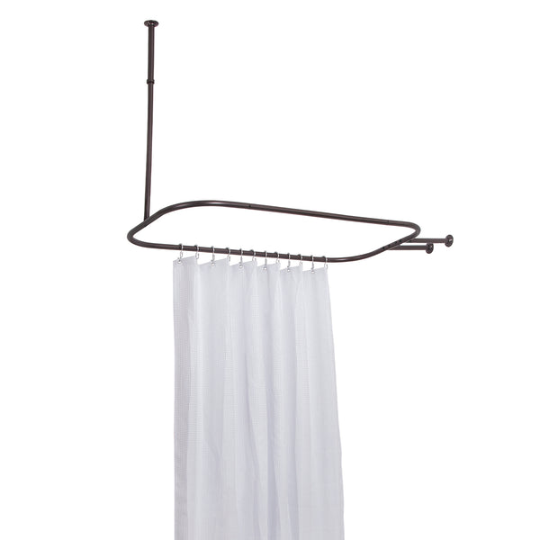 Loft97 HP1XX & HP2XX Rustproof Wall Mounted Aluminum Hoop Shower Rod With Ceiling Support for Clawfoot Tub, 54 Inch Extra Large Size by 26 Inch